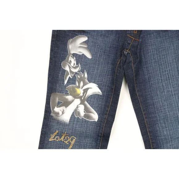 NOS Vintage Y2K Lot 29 Womens Size 7 Looney Tunes Wide Leg Flared Denim Jeans
